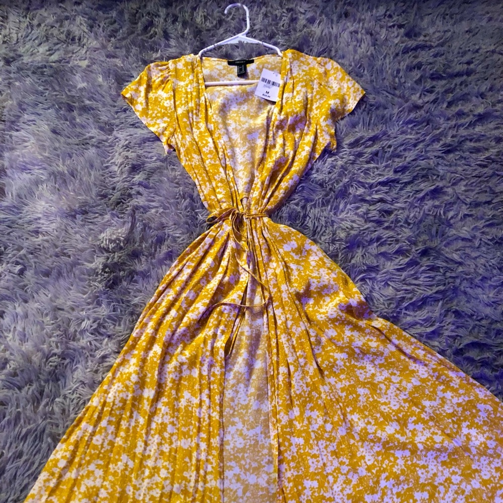 Woven Wrap Dress Yellow / Cream